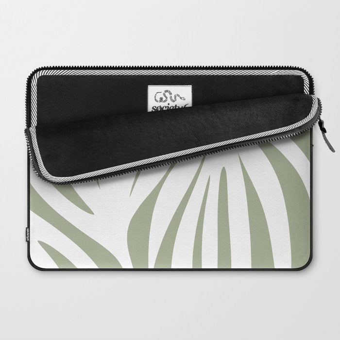 Maldives Abstract Botanical Pattern in Sage Green and White Laptop Sleeve Gallery Image 2