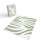 Maldives Abstract Botanical Pattern in Sage Green and White Jigsaw Puzzle Gallery Image 2