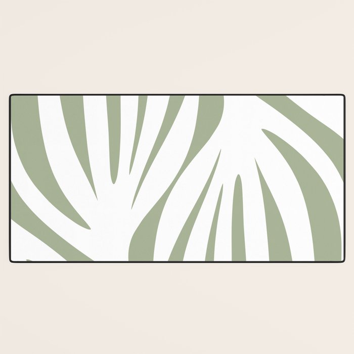 Maldives Abstract Botanical Pattern in Sage Green and White Desk Mat Gallery Image 3
