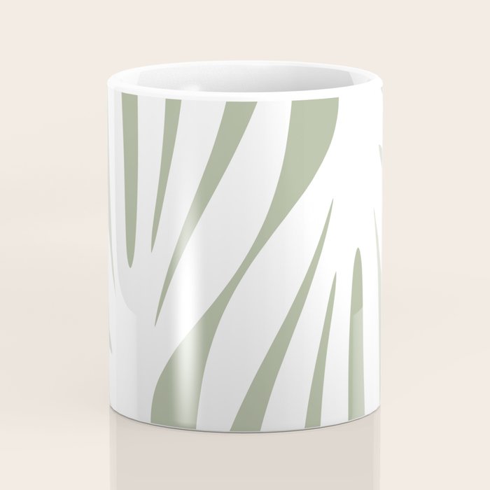 Maldives Abstract Botanical Pattern in Sage Green and White Coffee Mug Gallery Image 4