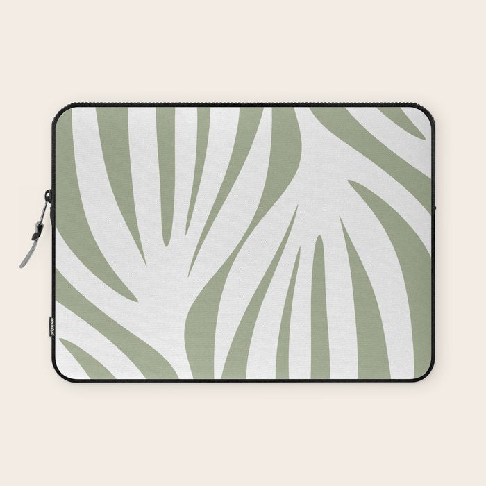 Maldives Abstract Botanical Pattern in Sage Green and White Laptop Sleeve Gallery Image 1