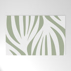 Maldives Abstract Botanical Pattern in Sage Green and White Welcome Mat Gallery Image 1