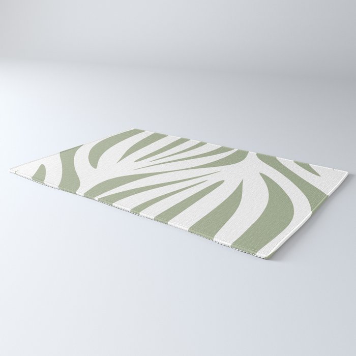 Maldives Abstract Botanical Pattern in Sage Green and White Rug Gallery Image 3