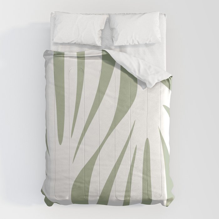 Maldives Abstract Botanical Pattern in Sage Green and White Comforter Gallery Image 6
