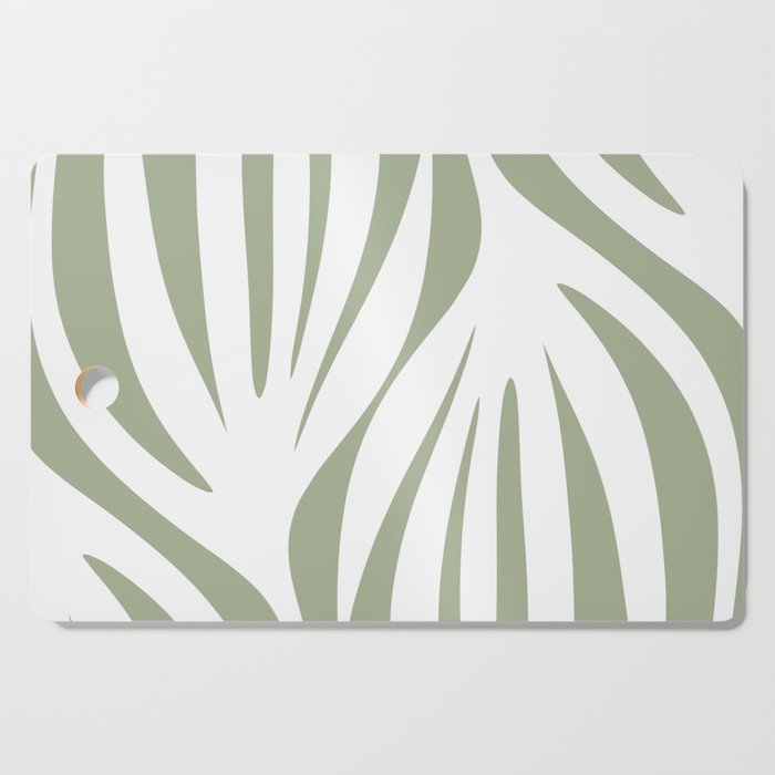 Maldives Abstract Botanical Pattern in Sage Green and White Cutting Board Gallery Image 1
