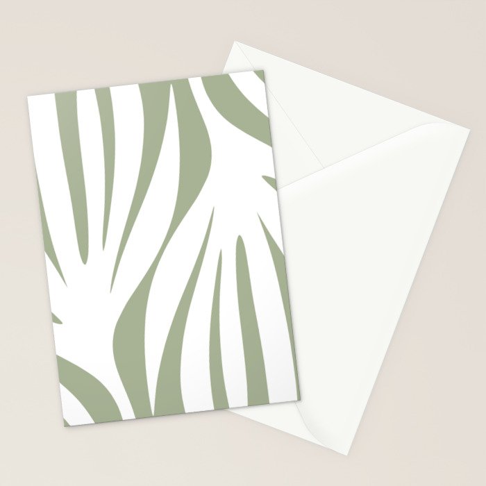Maldives Abstract Botanical Pattern in Sage Green and White Stationery Card Gallery Image 2