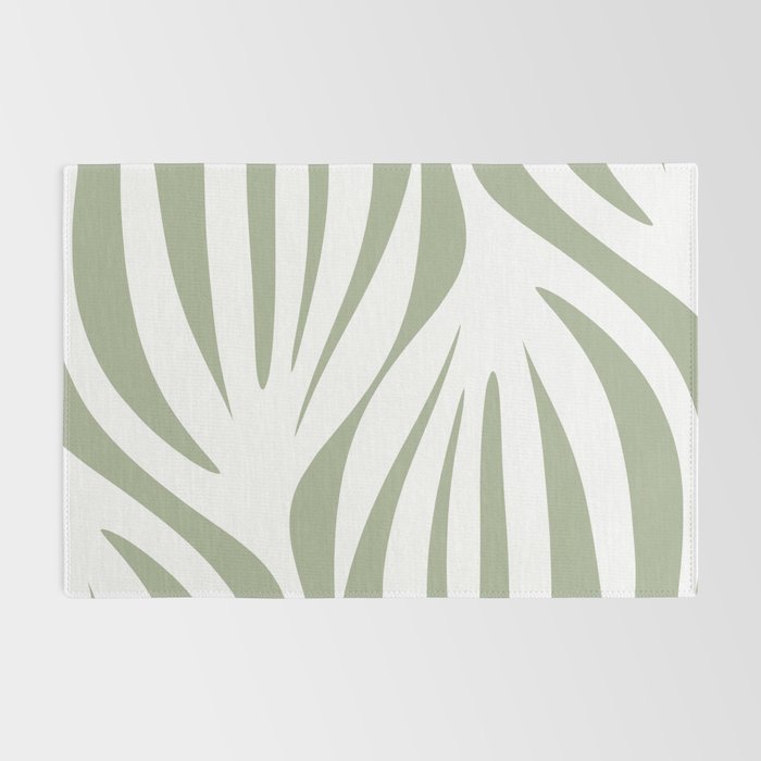 Maldives Abstract Botanical Pattern in Sage Green and White Rug Gallery Image 2