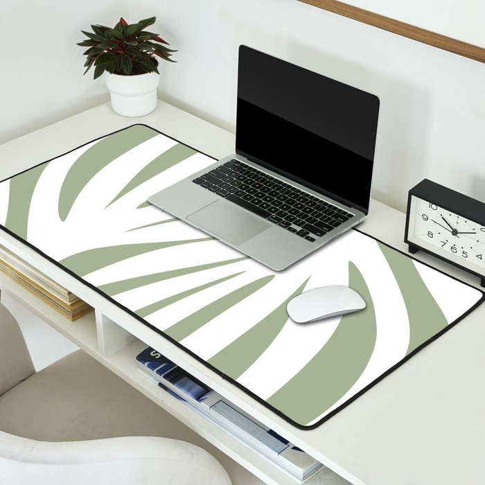 Maldives Abstract Botanical Pattern in Sage Green and White Desk Mat Gallery Image 2