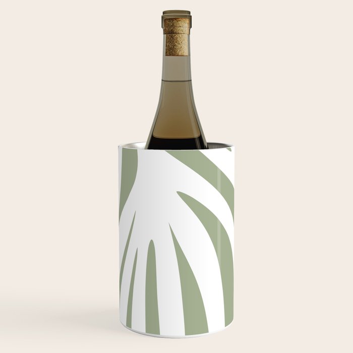 Maldives Abstract Botanical Pattern in Sage Green and White Wine Chiller Gallery Image 3