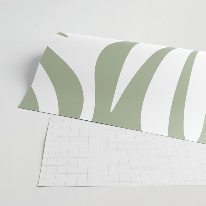 Maldives Abstract Botanical Pattern in Sage Green and White Wrapping Paper Gallery Image 2