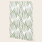 Maldives Abstract Botanical Pattern in Sage Green and White Wallpaper Gallery Image 2