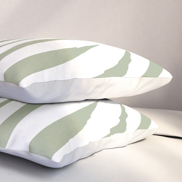 Maldives Abstract Botanical Pattern in Sage Green and White Pillow Sham Gallery Image 3