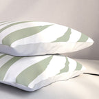 Maldives Abstract Botanical Pattern in Sage Green and White Pillow Sham Gallery Image 3