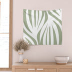 Maldives Abstract Botanical Pattern in Sage Green and White Wall Tapestry Gallery Image 2
