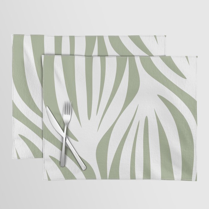 Maldives Abstract Botanical Pattern in Sage Green and White Placemat Gallery Image 1