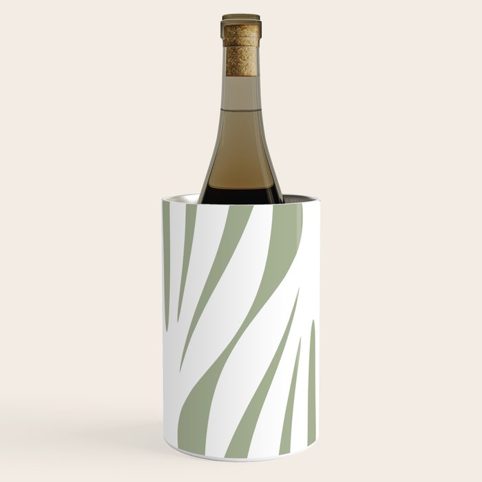 Maldives Abstract Botanical Pattern in Sage Green and White Wine Chiller Gallery Image 1
