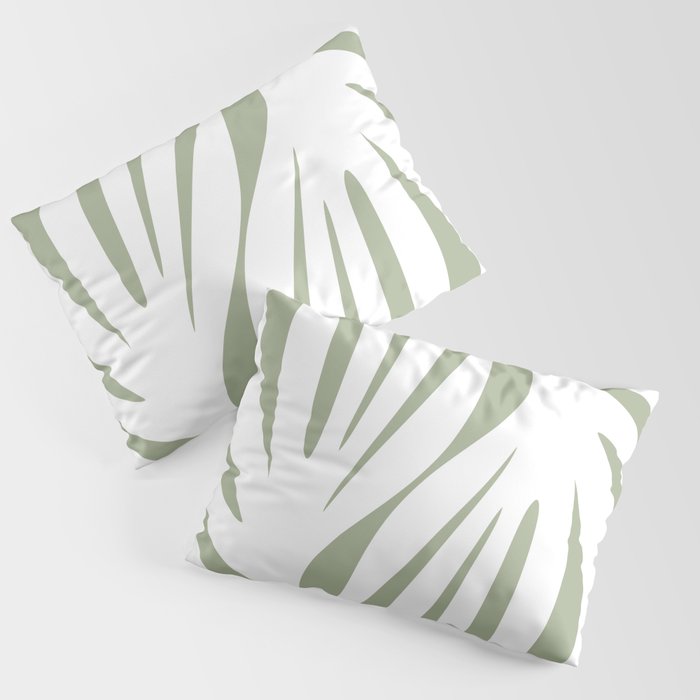Maldives Abstract Botanical Pattern in Sage Green and White Pillow Sham Gallery Image 3