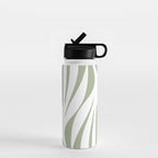 Maldives Abstract Botanical Pattern in Sage Green and White Water Bottle Gallery Image 1