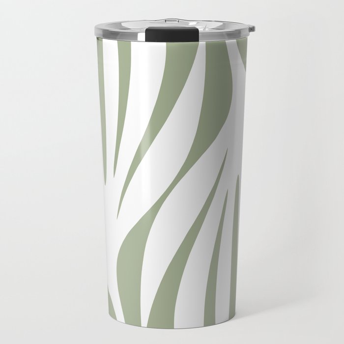 Maldives Abstract Botanical Pattern in Sage Green and White Travel Mug Gallery Image 1