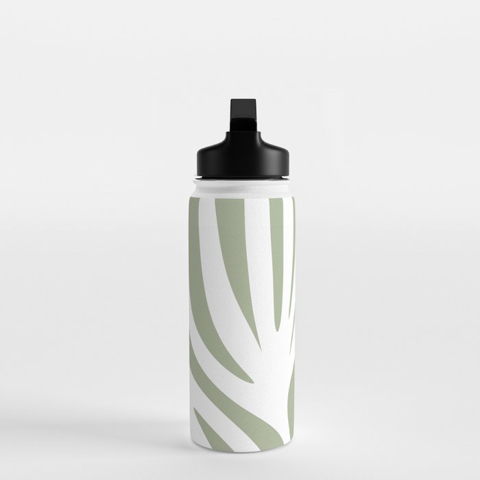 Maldives Abstract Botanical Pattern in Sage Green and White Water Bottle Gallery Image 3