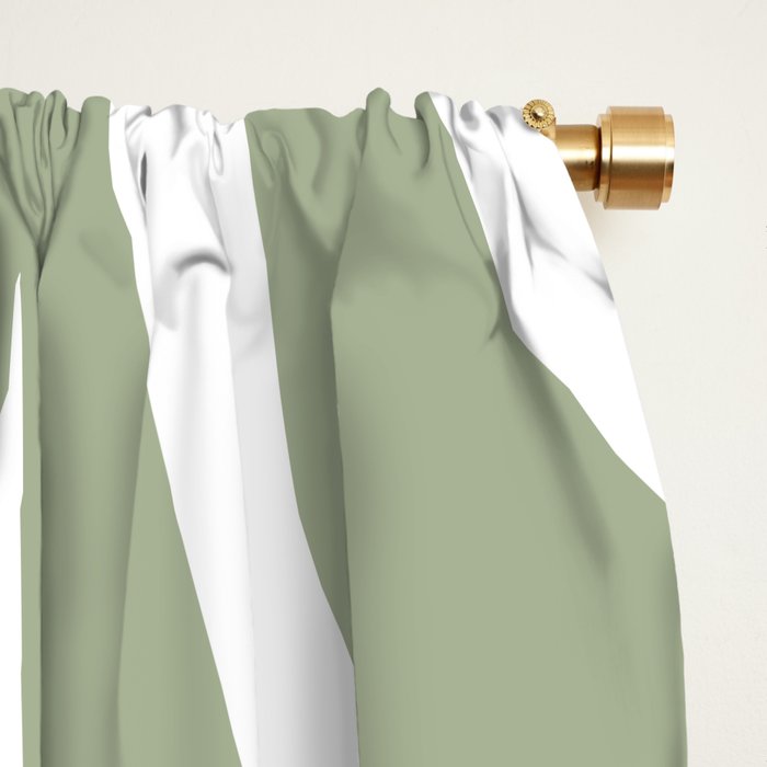 Maldives Abstract Botanical Pattern in Sage Green and White Window Curtain Gallery Image 2