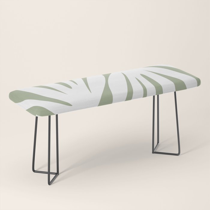 Maldives Abstract Botanical Pattern in Sage Green and White Bench Gallery Image 1