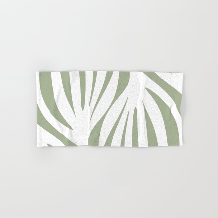 Maldives Abstract Botanical Pattern in Sage Green and White Bath Towel Gallery Image 1