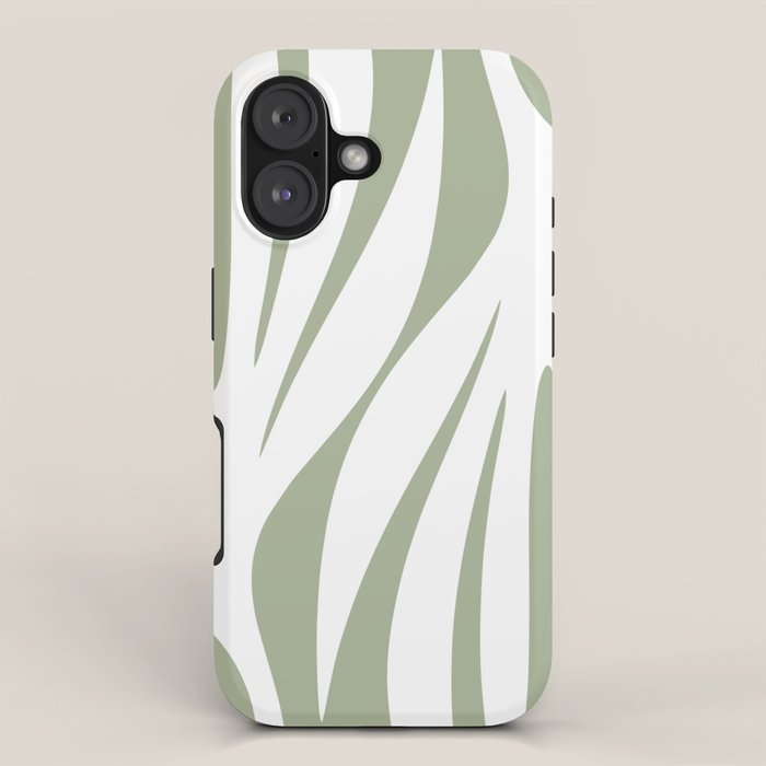 Maldives Abstract Botanical Pattern in Sage Green and White iPhone Case Gallery Image 1