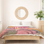 Japanese Woodblock Print Vintage Bright East Asian Red Pagoda Spring Garden Duvet Cover Gallery Image 3