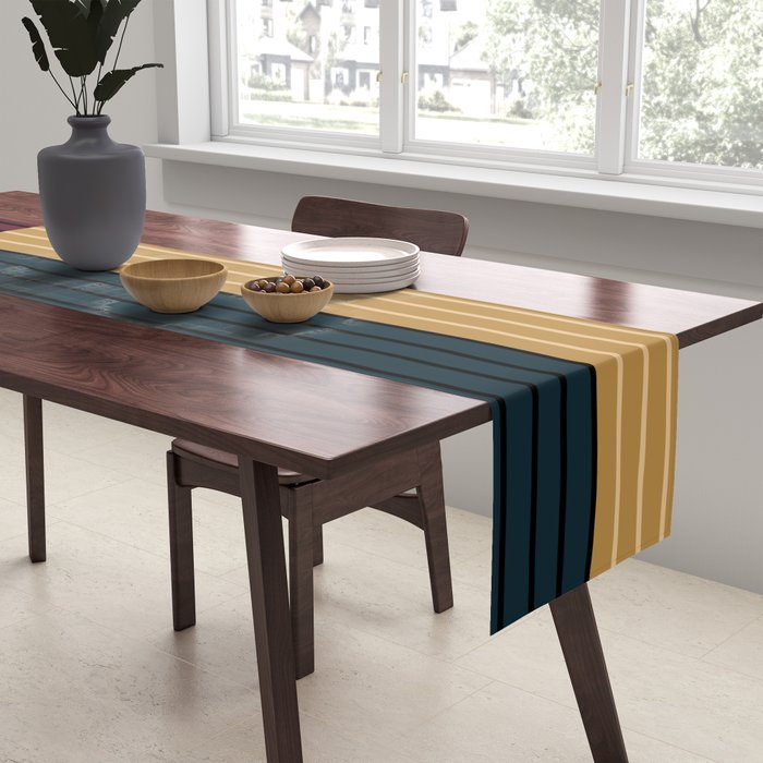 Color Block Line Abstract X Table Runner Gallery Image 2