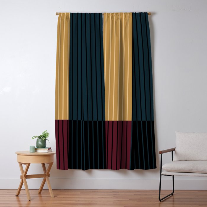 Color Block Line Abstract X Window Curtain Gallery Image 5