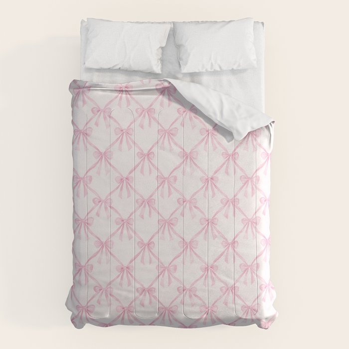 Pastel Pink Bows Coquette Aesthetic Vintage Romantic Feminine Preppy Bedroom Comforter Gallery Image 6