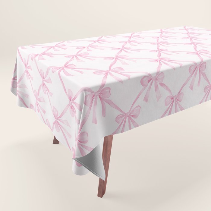 Pastel Pink Bows Coquette Aesthetic Vintage Romantic Feminine Preppy Bedroom Tablecloth Gallery Image 1