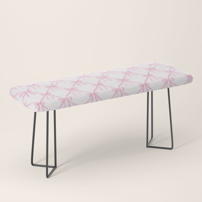 Pastel Pink Bows Coquette Aesthetic Vintage Romantic Feminine Preppy Bedroom Bench Gallery Image 1