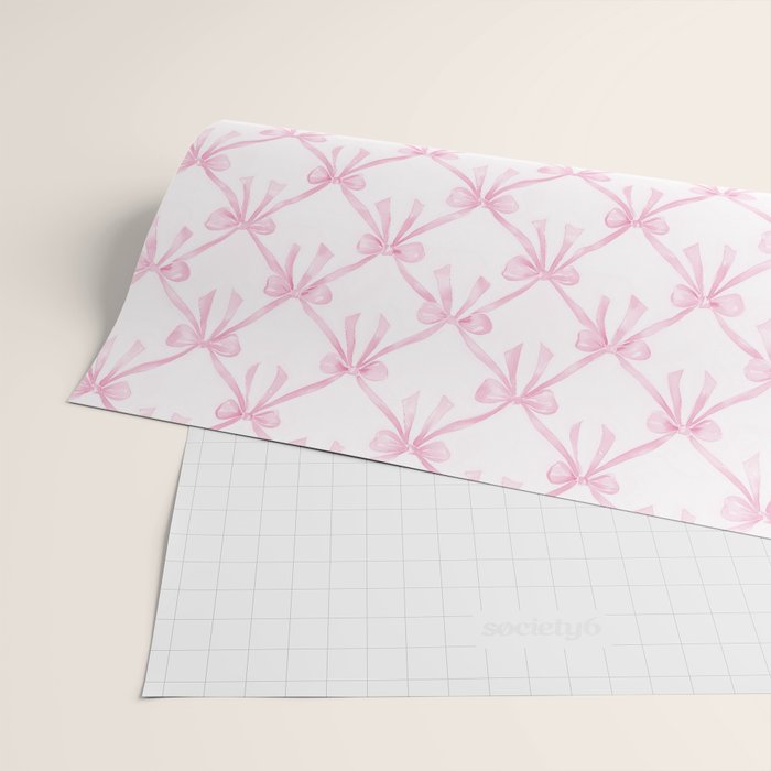 Pastel Pink Bows Coquette Aesthetic Vintage Romantic Feminine Preppy Bedroom Wrapping Paper Gallery Image 2