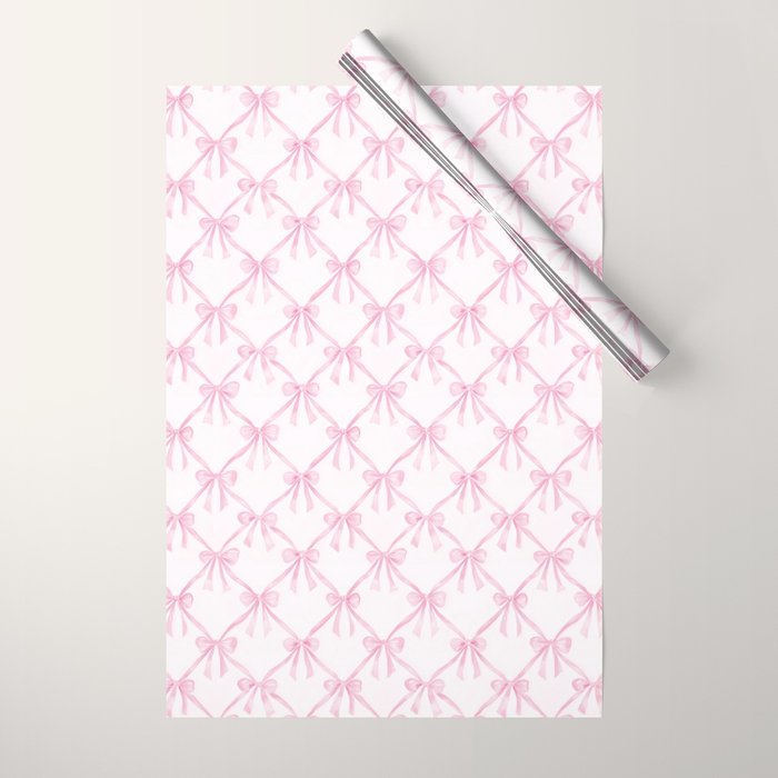 Pastel Pink Bows Coquette Aesthetic Vintage Romantic Feminine Preppy Bedroom Wrapping Paper Gallery Image 1