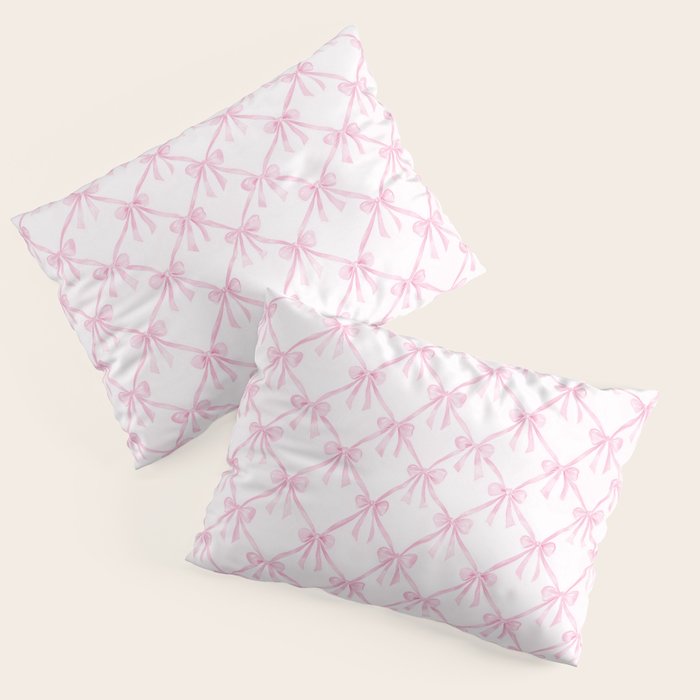 Pastel Pink Bows Coquette Aesthetic Vintage Romantic Feminine Preppy Bedroom Pillow Sham Gallery Image 1