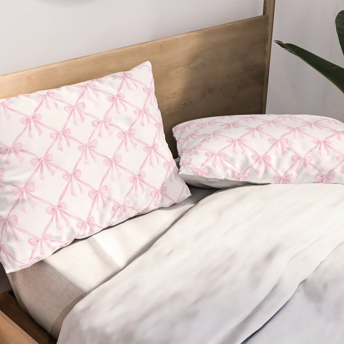 Pastel Pink Bows Coquette Aesthetic Vintage Romantic Feminine Preppy Bedroom Pillow Sham Gallery Image 2