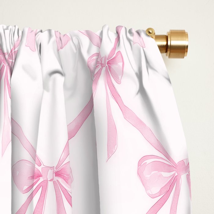 Pastel Pink Bows Coquette Aesthetic Vintage Romantic Feminine Preppy Bedroom Window Curtain Gallery Image 2