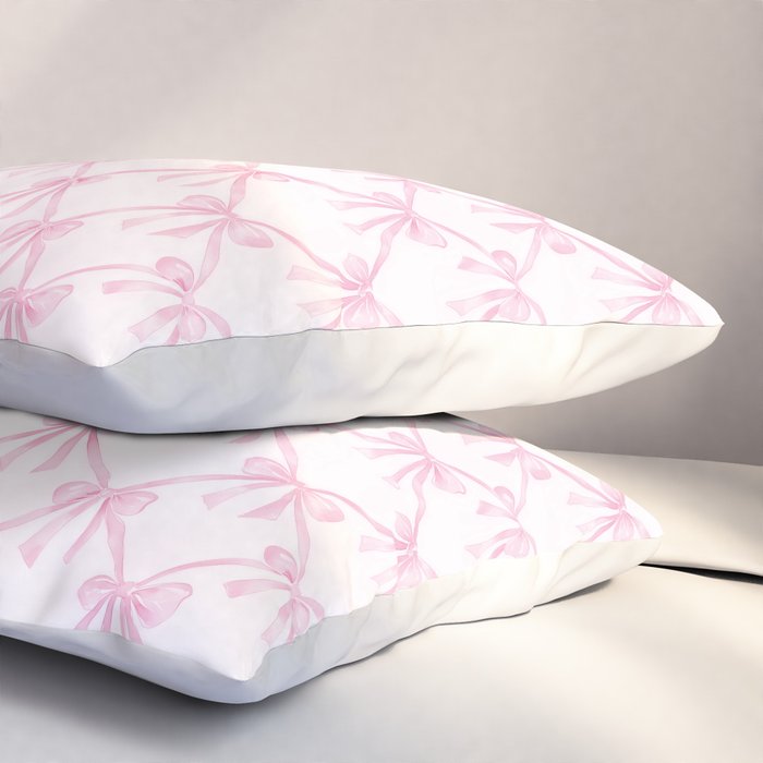 Pastel Pink Bows Coquette Aesthetic Vintage Romantic Feminine Preppy Bedroom Pillow Sham Gallery Image 3