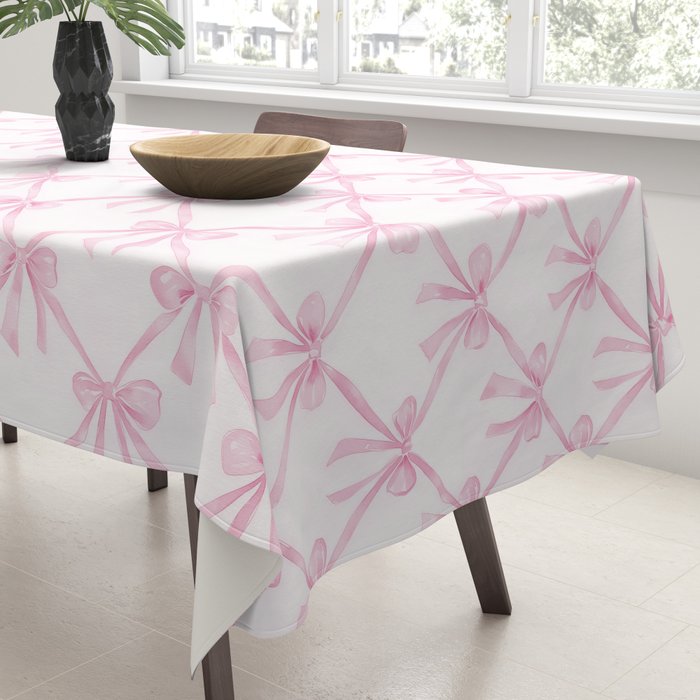 Pastel Pink Bows Coquette Aesthetic Vintage Romantic Feminine Preppy Bedroom Tablecloth Gallery Image 3