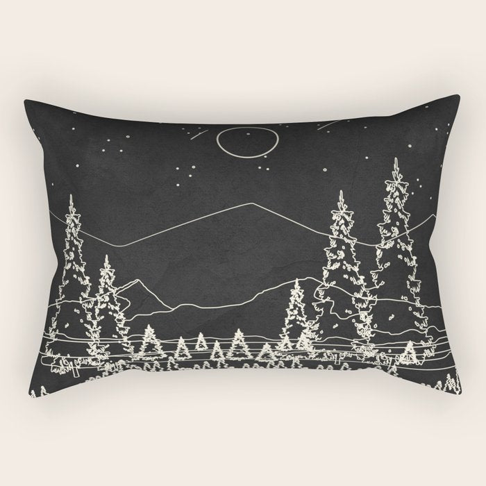 Night Forest Linescape Rectangular Pillow Gallery Image 1