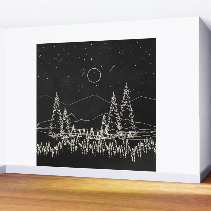 Night Forest Linescape Wall Mural Gallery Image 2