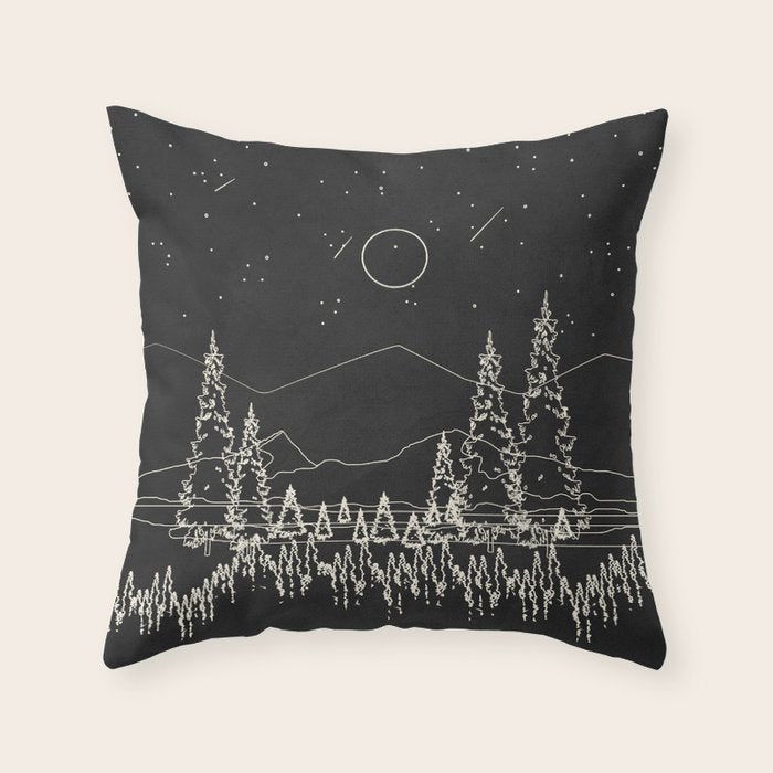 Night Forest Linescape Throw Pillow Gallery Image 6