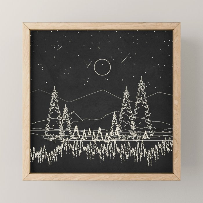 Night Forest Linescape Mini Art Print Gallery Image 1