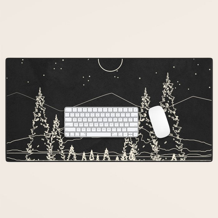 Night Forest Linescape Desk Mat Gallery Image 1