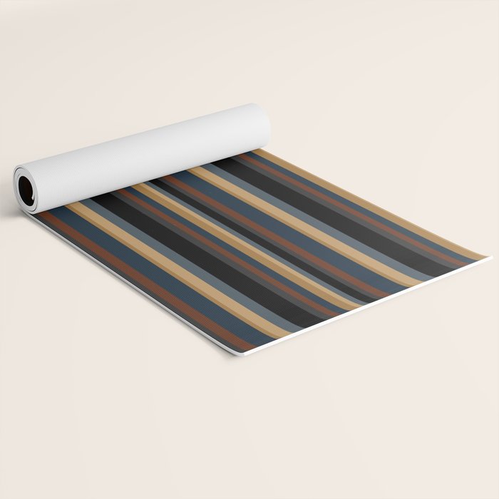 Classic Stripes V - Dark Vintage  Yoga Mat Gallery Image 2