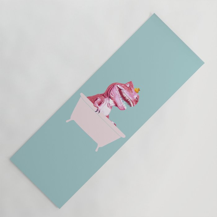 Pink T-Rex in Bathtub Yoga Mat Gallery Image 1