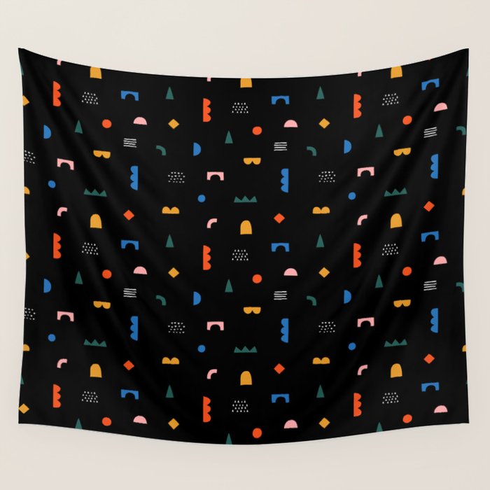 Colorful abstract geometric shape art pattern Wall Tapestry Gallery Image 1