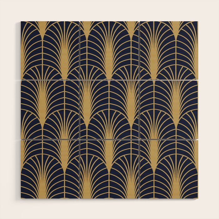 Arches in Navy and Gold Wood Wall Art Gallery Image 1
